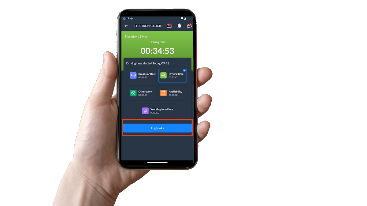 Electronic logbook in Driver app