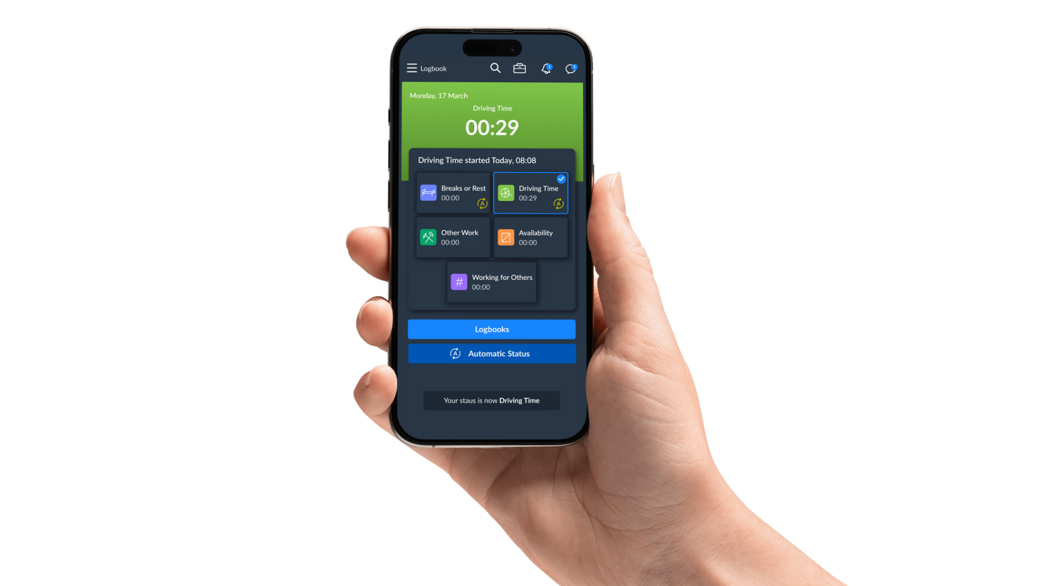 Electronic logbook in Driver app