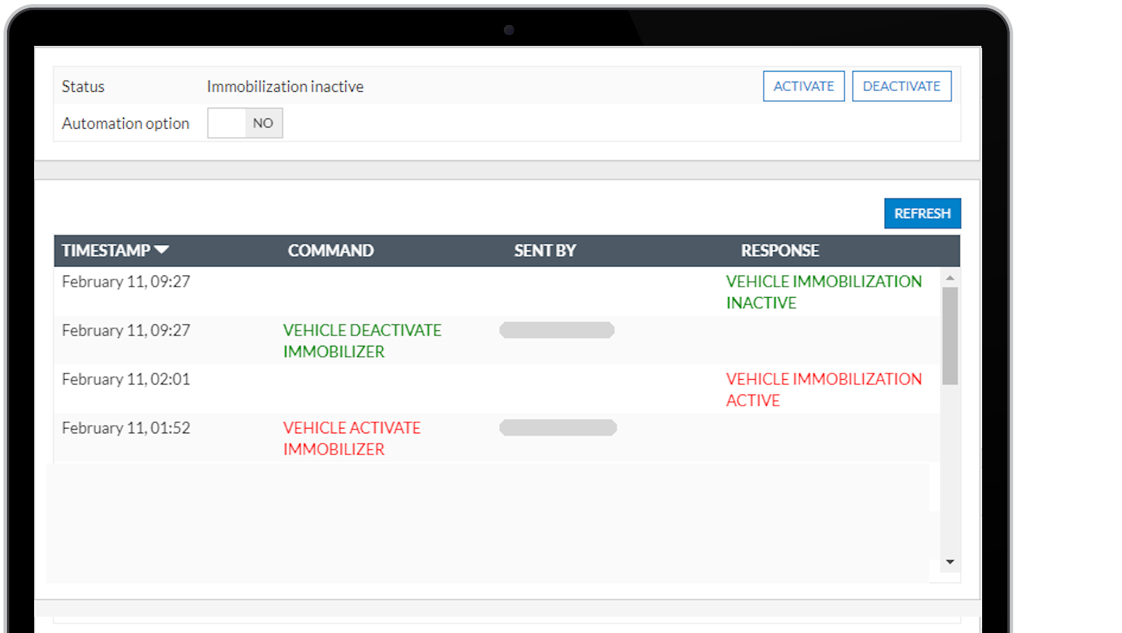 Remote vehicle immobilization - Frotcom