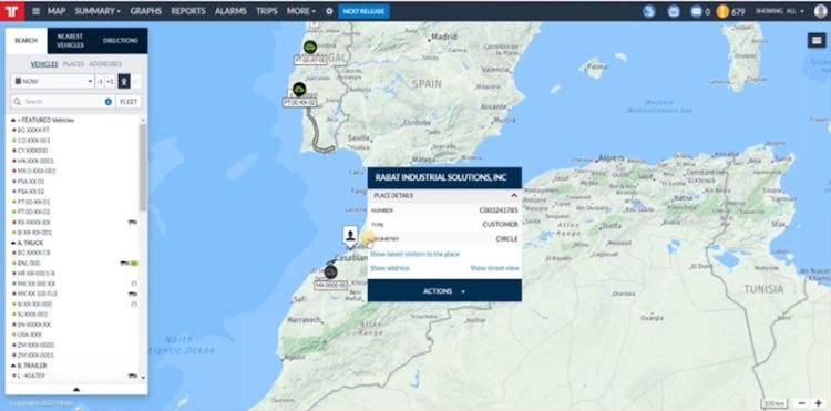 Навигација на Фротком - Истражување на елементите на мапата - Преглед на возен парк - Frotcom