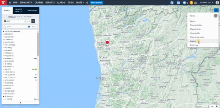 4.1. - Navegar o Frotcom - Explorar elementos do Mapa - Descodificar símbolos e ícones - Frotcom