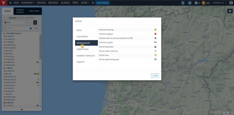 4.2. - Navegar o Frotcom - Explorar elementos do Mapa - Descodificar símbolos e ícones - Frotcom