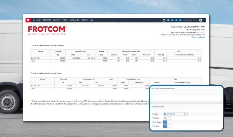 Трошоци и потрошувачка на гориво по растојание и време
