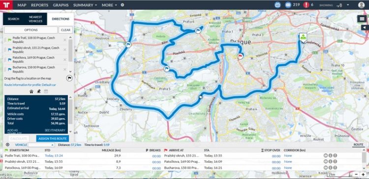 Assign a route in Frotcom