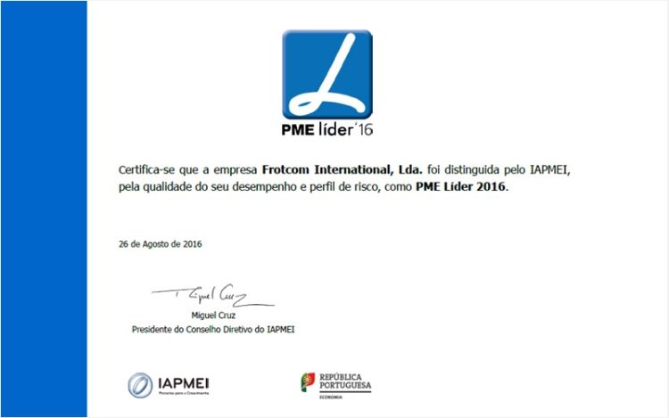 Blog - Frotcom International renews status of SME Leader for third year running Frotcom International renews status of SME Leader for third year running