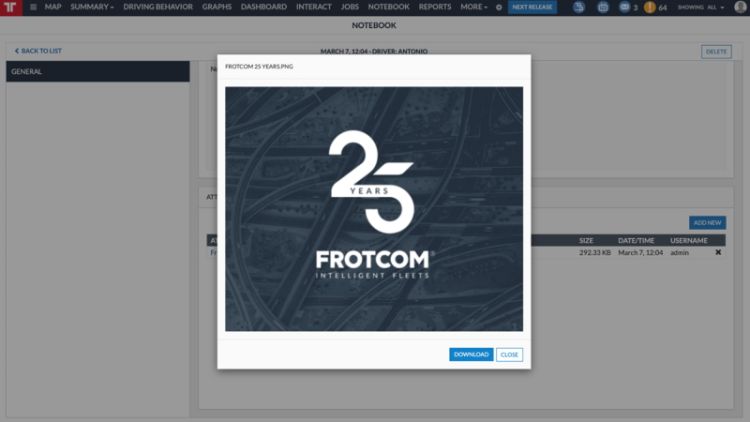 Frotcom's Notebook module now includes a new document preview feature - Frotcom