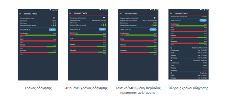 Ώρες οδήγησης - εφαρμογή Frotcom Driver