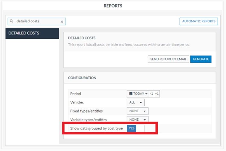 New grouping option on Frotcom’s Detailed Cost report