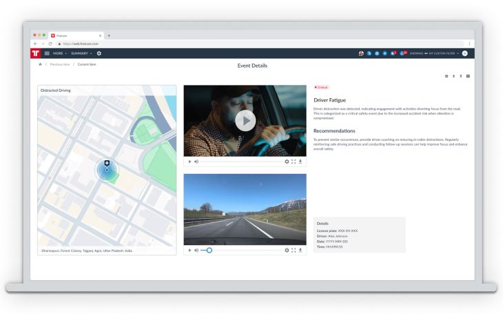 Frotcom Video Telematics: Driving behavior event details