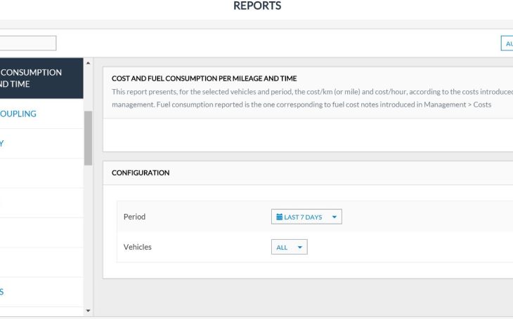 Reports configuration in Frotcom