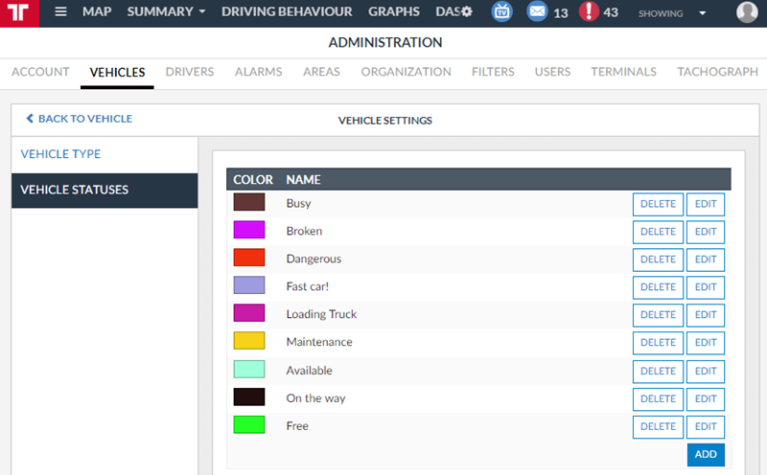 Automatically change your vehicle status based on triggered alarms