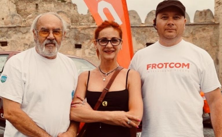 From left to right: Mr. Victor Pop, Mrs. Karmina Giurgiu (Chief Organizer of Baja Rally) and Cosmin Graitaru (Frotcom Romania’s Chief Engineer).