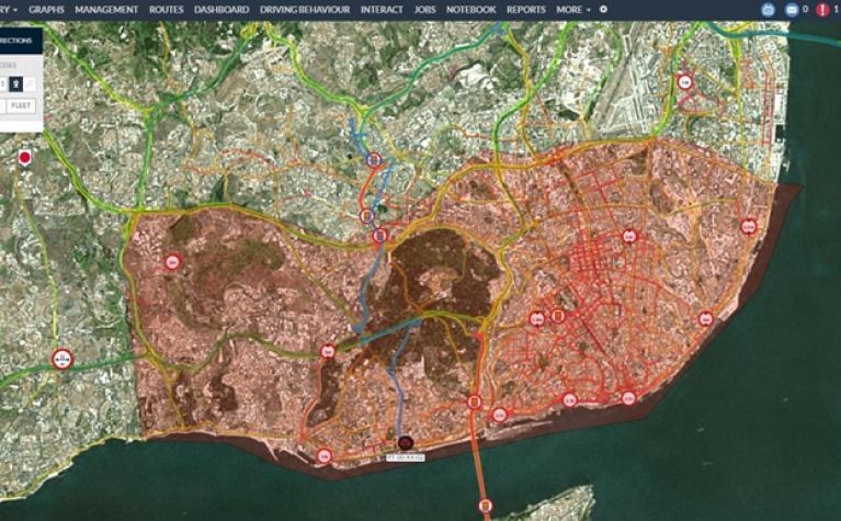 An example of a virtual perimeter marking a real geographic area