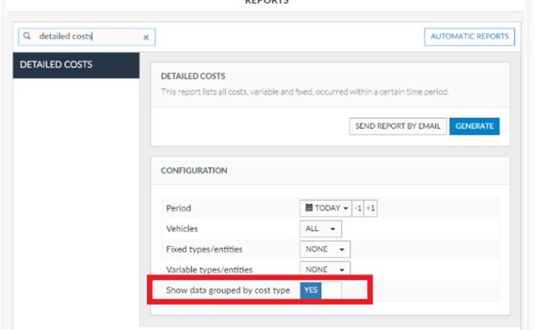 New grouping option on Frotcom’s Detailed Cost report